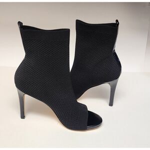 Catherine Malandrino Knitty Black Stiletto Heels Open Toe Boots Size 9